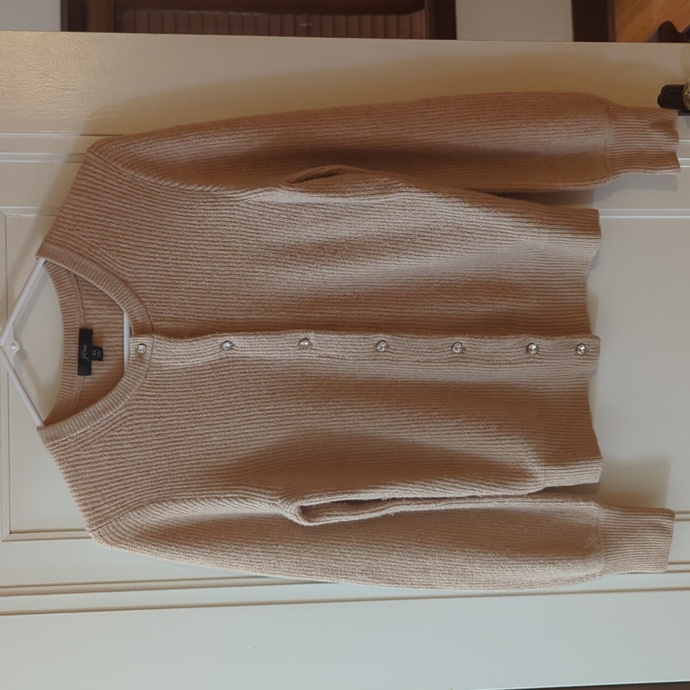 J. Crew soft knit camel cardigan w/ jewel buttons